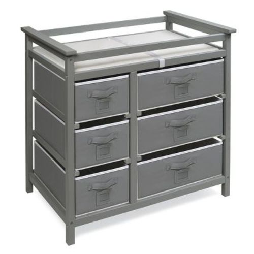 Badger Basket Modern Baby Changing Table with Six Baskets - White