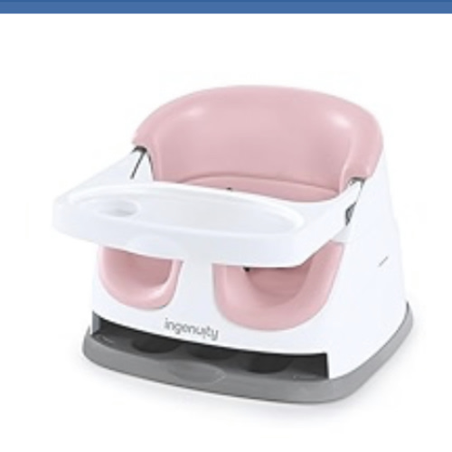 Ingenuity Baby Base 2-in-1 Booster Feeding and Floor Seat with Self-Storing Tray - Peony