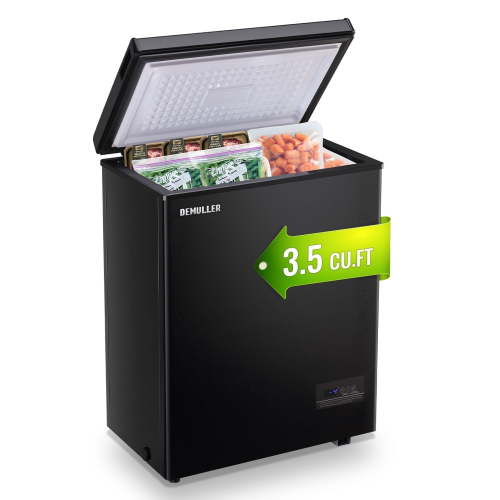 DEMULLER 3.5 Cu. ft Chest Freezer Small Freezers with Top Open Door Freestanding Black