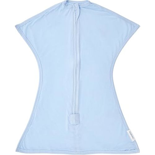 SleepingBaby EverSoft Zipadee-Zip Transitional Swaddle Sack, Viscose from Bamboo, Wearable Blanket with 2-Way Zipper - Sky Blue, S