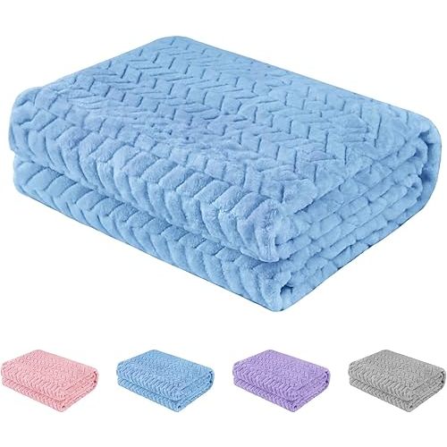 Baby Blanket Flannel, Cozy Throw Blankets for Newborn Infant and Toddler, Super Soft and Warm Receiving Baby Blanket for Crib Stroller (Blue 30 * 40")