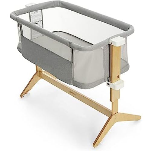 Newton Baby Bassinet & Bedside Sleeper with Mattress & Sheet - 100% Breathable & Washable, Removable Dual-Layer Cover | Solid Birch Frame Adjustable Height & Infant Access Opening | Bedside Bassinet