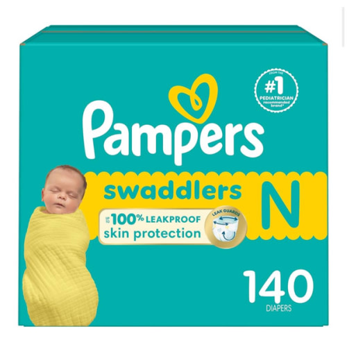 Pampers Baby Diapers - Swaddlers - Size 0, 140 Count, Ultra Absorbent Disposable Newborn Diaper