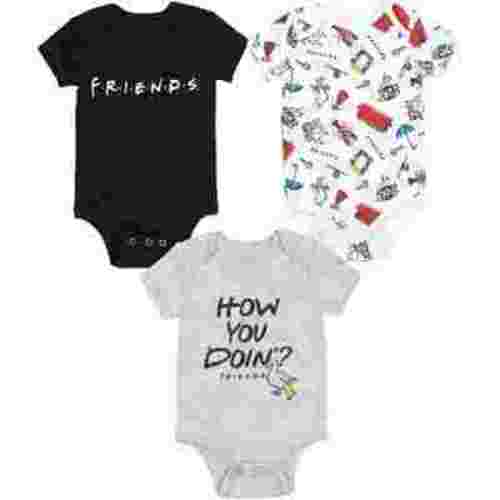 FRIENDS Newborn Baby Boys 3 Pack Bodysuits