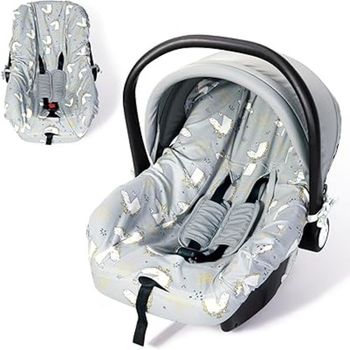 Orzbow Infant Car Seat Cover Liner, Universal Fit Carseat Protective Cover, Made of 100% Cotton - Breathable Prevent Wear & Dirt Suitable Travel Systems (0-12m), Easy to Clean, Machine Washable, Gray