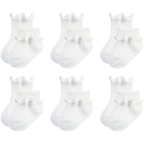 6 Pairs Baby Girls Socks Newborn Ruffle Lace Socks Princess Frilly Knit Cotton Socks