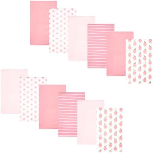 Hudson Baby Unisex Baby Cotton Polyester Flannel Burp Cloths Bundle 12-Pack