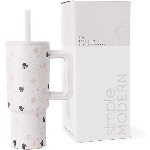 Simple Modern Disney Kids 24 oz Tumbler with Handle and Silicone Straw Lid | Spill Proof Leak Resistant | Reusable Stainless Steel Bottle | Kids Boys Girls | Trek Collection | Minnie Mouse on Terrazzo - 24oz - Disney: Minnie Mouse on Terrazzo