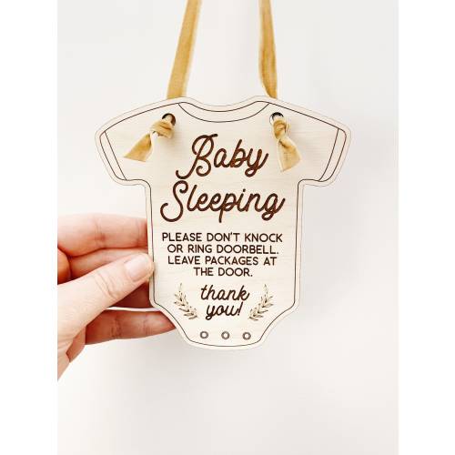 Baby sleeping sign, please don’t ring doorbell, newborn baby sign do not disturb don’t knock door sign
