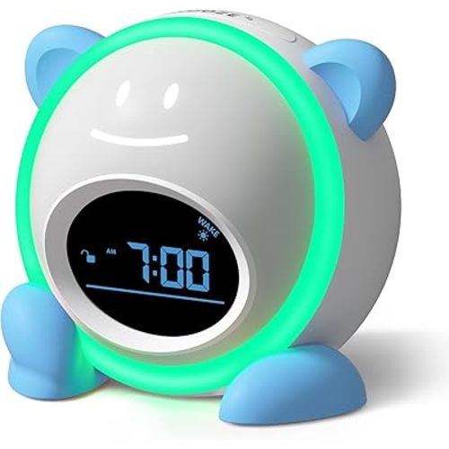 OK to Wake Clock for Kids, Sleep Training Clock with Night Light and Sound Machine, Kids Alarm Clock for Bedrooms, Blue