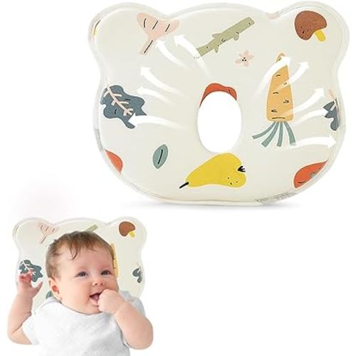 Almohada de viaje de espuma viscoelástica para bebé, almohada portátil con bonito oso de dibujos animados, suave y acogedora, juego de ropa de cama transpirable para bebés para niños pequeños y niñas