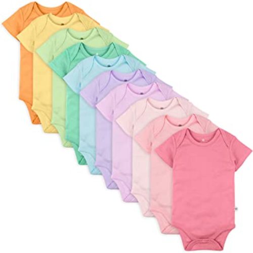 Honestbaby 10-Pack Short Sleeve Bodysuits One-Piece 100% Organic Cotton for Infant Baby Boys, Girls, Unisex