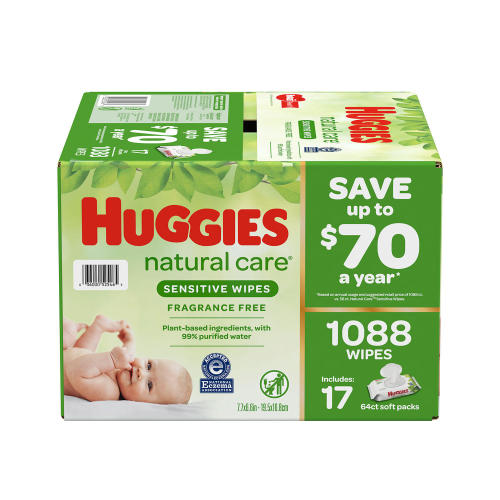 Huggies Natural Care Sensitive Baby Wipe Refill, Fragrance Free (1,088 Count)