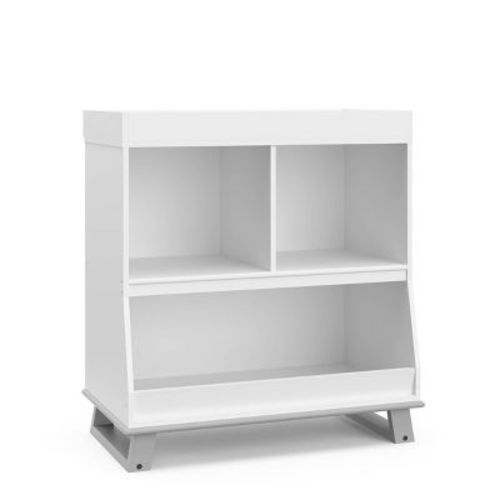 Storkcraft Modern Convertible Changing Table And Bookcase - White/pebble Gray