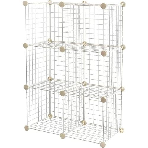 Amazon Basics Cube Wire Grid Stackable Storage Shelves, 6-Cube, 12 x 12-Inches, White