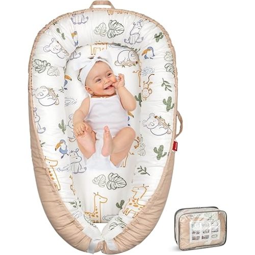 Baby Lounger - Baby Lounger for Newborn 0-24 Months, Breathable & Soft Baby Nest, Portable and Lightweight Infant Lounger for Home and Travel, Ideal Newborn Babies Essentials Baby Shower Gifts