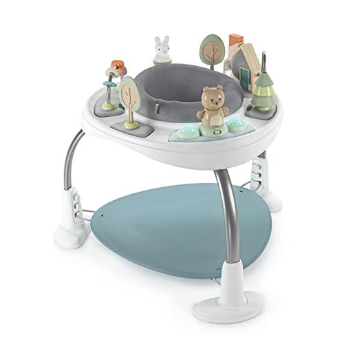 Ingenuity Spring & Sprout 2-in-1 Baby Activity Center Jumper and Table with Infant Toys - Ages 6 Months +, First Forest