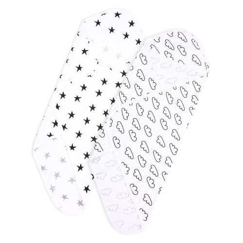 Little Star Organic Baby Infant Hooded Bath Towel, Cotton Blend, 2 Pack, Shower Gift, White-Black