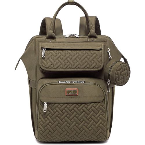 BabbleRoo Diaper Bag Backpack, Multifunction Nappy Changing Bag with Changing Pad, Stroller Straps & Pacifier Case