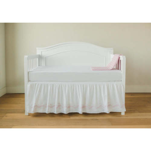 Embroidered Crib Skirt in Blush | Over The Moon