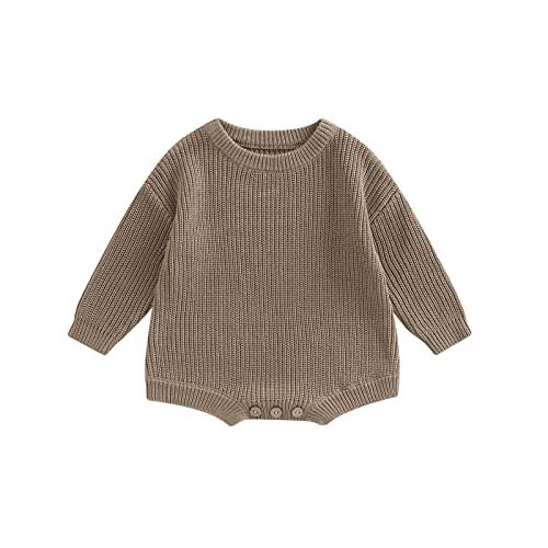 Merqwadd Infant Toddler Baby Girl Warm Romper Solid Longsleeve Knit Sweater Winter Rompers