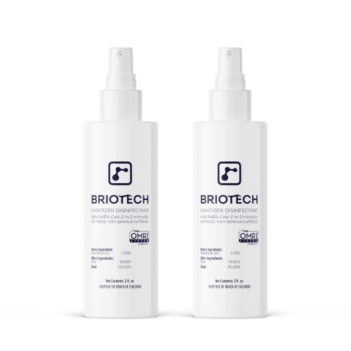 Briotech Sanitizer Disinfectant, Kill 99.99% of Viruses & Bacteria, Control Mold, Travel Size, 2 fl oz (2 Pack)