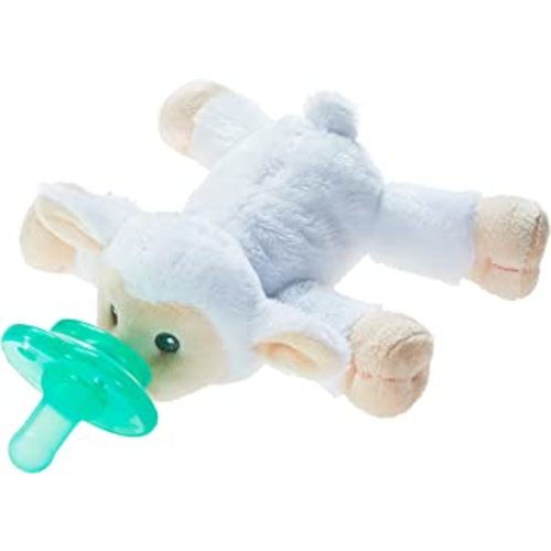 Nookums Paci-Plushies Shakies - Pacifier Holder with Built in Rattle (2 in 1)- Adapts to Name Brand Pacifiers, Suitable for All Ages, Plush Toy includes Detachable Pacifier (Lovie The Lamb)