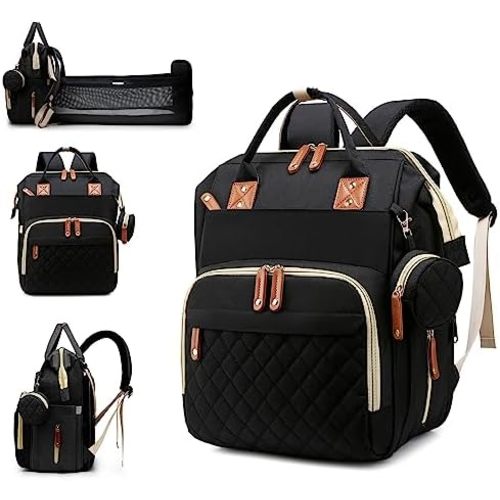 Baby Diaper Bag Backpack with Changing Station, Waterproof Bags for Boys & Girls, USB Charging Port, Black