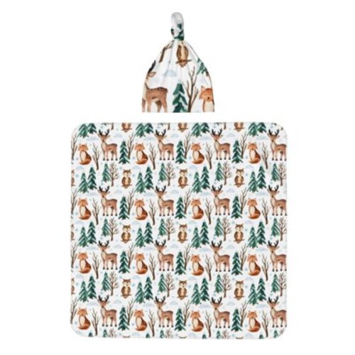 Gaeub Winter Woodland Friends Baby Swaddle Receiving Blankets with Matching Beanie Set Baby Swaddle Floral Print Nursery Swaddle Wrap