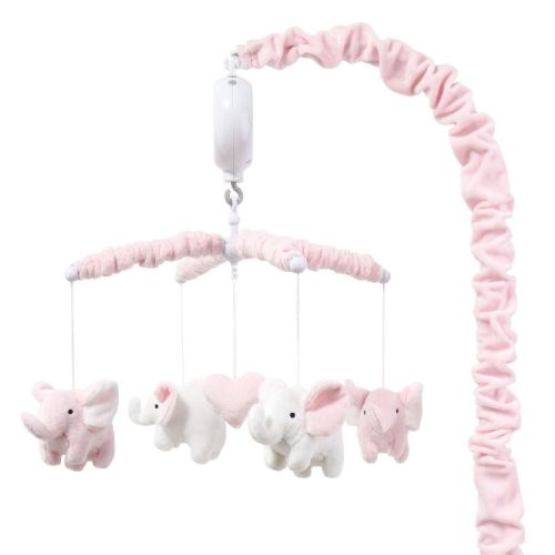 The Peanutshell Pink Elephant Musical Baby Crib Mobile For Girls
