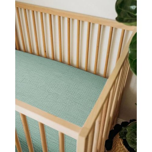 Mini Crib Sheets for Baby, Fitted Pack N Play Mattress and Mini Cribs 24" x 38", Neutral Muslin Cotton Mini Crib Mattress Sheet with Boho Style, Soft and Breathable Comfort (Sage, Mini Crib Sheet)