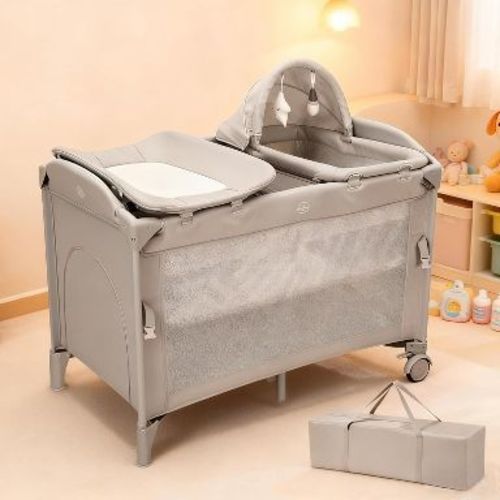 5-in-1 Portable Baby Bedside Sleeper with Bassinet, Diaper Changer & Play Mat, Multi-Functional Crib for Newborn to Toddler