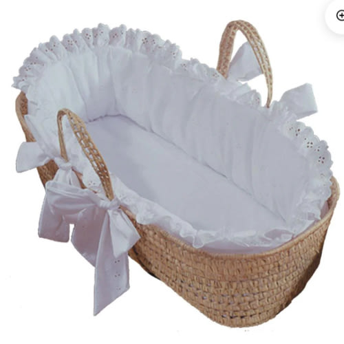 Traditional Eyelet Baby Moses Basket