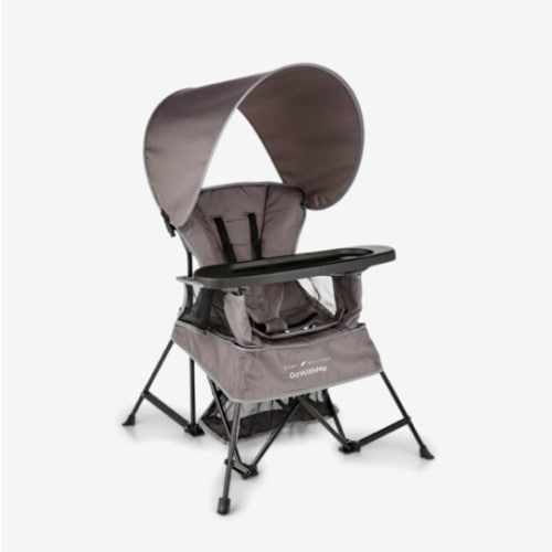 Baby Delight Go with Me Venture Portable Chair | Indoor and Outdoor | Sun Canopy | 3 Child Growth Stages | Grey