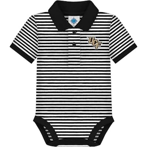 Creative Knitwear College Baby Striped Polo Bodysuit - Team Logo, Multiple Colors, for Boys & Girls (0-12 Months)
