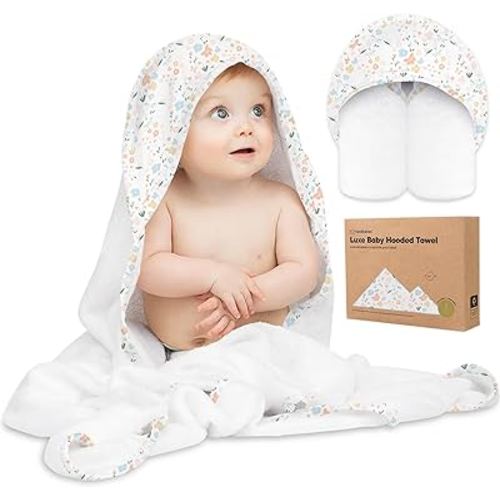 KeaBabies Baby Hooded Towel - Viscose Derived from Bamboo Baby Towel, Toddler Bath Towel, Infant Towels, Large Hooded Towel, Organic Baby Towels with Hood for Girls, Babies, Newborn Boys(Wildflowers)