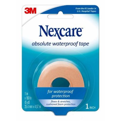 Nexcare Absolute Waterproof First Aid Tape, Tan, 1 In X 5 Yds