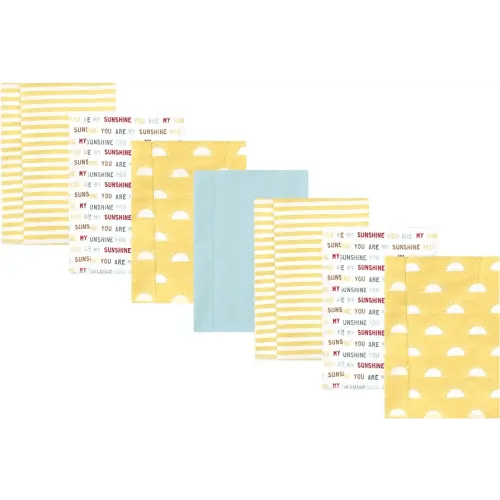 Hudson Baby Unisex Baby Cotton Flannel Burp Cloths, My Sunshine 7 Pack, One Size