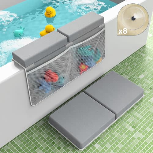 PIGLOG Bath Kneeler and Elbow Rest Pad,Bath Kneeler,Baby Bath Mat,Kneeling Pad,Bath Toy Organizer for Tub,Kneeling Pad for Bathing Baby,Relieve Your Knees and Elbows,Quick Dry,Non-Slip