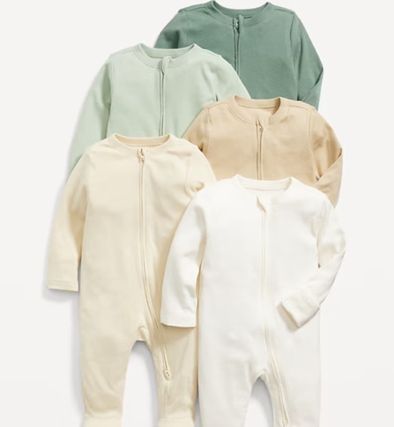 Unisex 2-Way-Zip Sleep & Play Footed One-Piece 5-Pack for Baby | Old Navy (3-6 months)