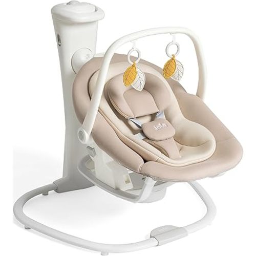 Joie Baby, Ancho Wind-Up Swing (Almond) - Soothing Swing for Babies, No Power Needed, Organic Fabrics, 3 Recline Positions