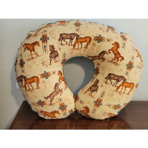 nursing pillow cover-wild horses pillow cover-teal dimple dot minky-southwestern pillow cover-newborn pillow cover-minky pillow cover