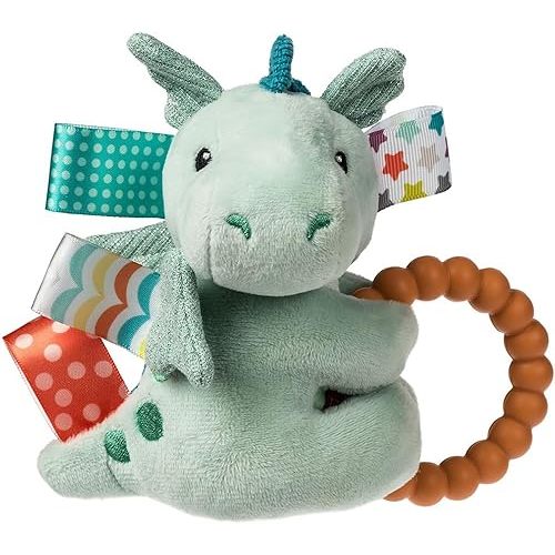 Soft Baby Rattle with Soothing Teether Ring and Sensory Tags, 6-Inches, Drax Dragon
