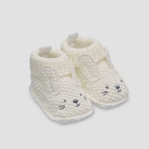 Carter's Just One You®️ Baby Knitted Slippers N' Bunny - White: Cotton Bootie Slippers, Pull-on, Soft Outsole, 0-3 Months