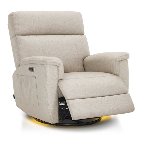 Latitude Run® Swivel Glider Power Recliner Nursery Chair with Adjustable Headrest and Nightlight, Fabric Upholstered - Wayfair Canada