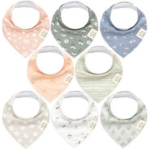 8pk Organic Baby Bandana Bibs, Baby Drool Bibs for Baby Boy, Girl, Baby Bibs for Infant, Newborn (Embrace)