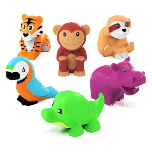Tub Works Rainforest Mold Free Bath Toys, 6 Pack | Sealed, No Hole Design Keeps Moisture Out | Soft, Squeezable & Floatable | Easy-Grip Baby & Toddler Bath Toys | Great Baby Pool Toys