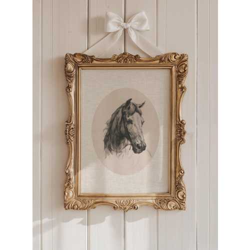 Vintage Horse Etching Print: Equestrian Farmhouse Wall Art