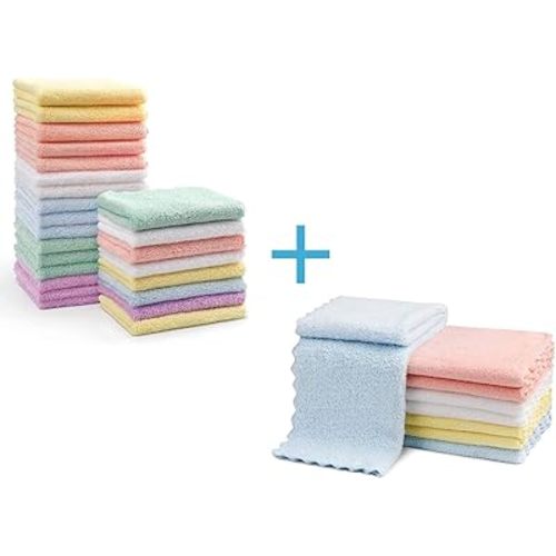 HOMEXCEL Baby Washcloths Face Towel 7x9 Inch 24 Pack with Baby Burp Cloths 20 x 10 Inch 8 Pack