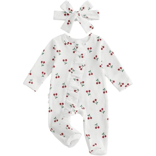 CIYCUIT Baby Girls Cactus Footies Newborn Zip Up Onesie Romper